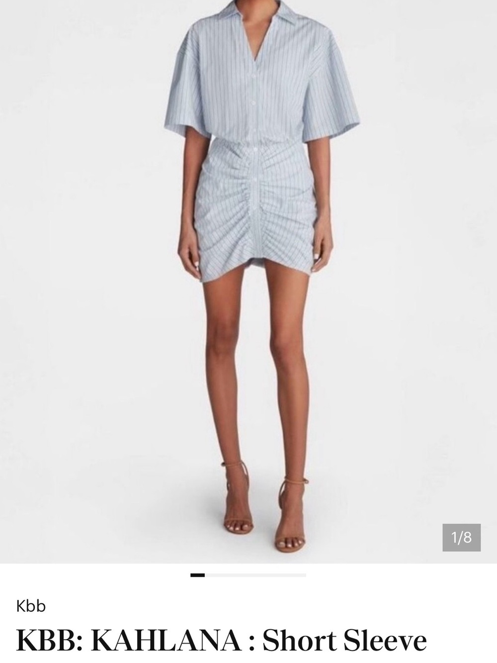 Kahlana Blue Pinstripe Ruched Mini Dress with tags : Medium